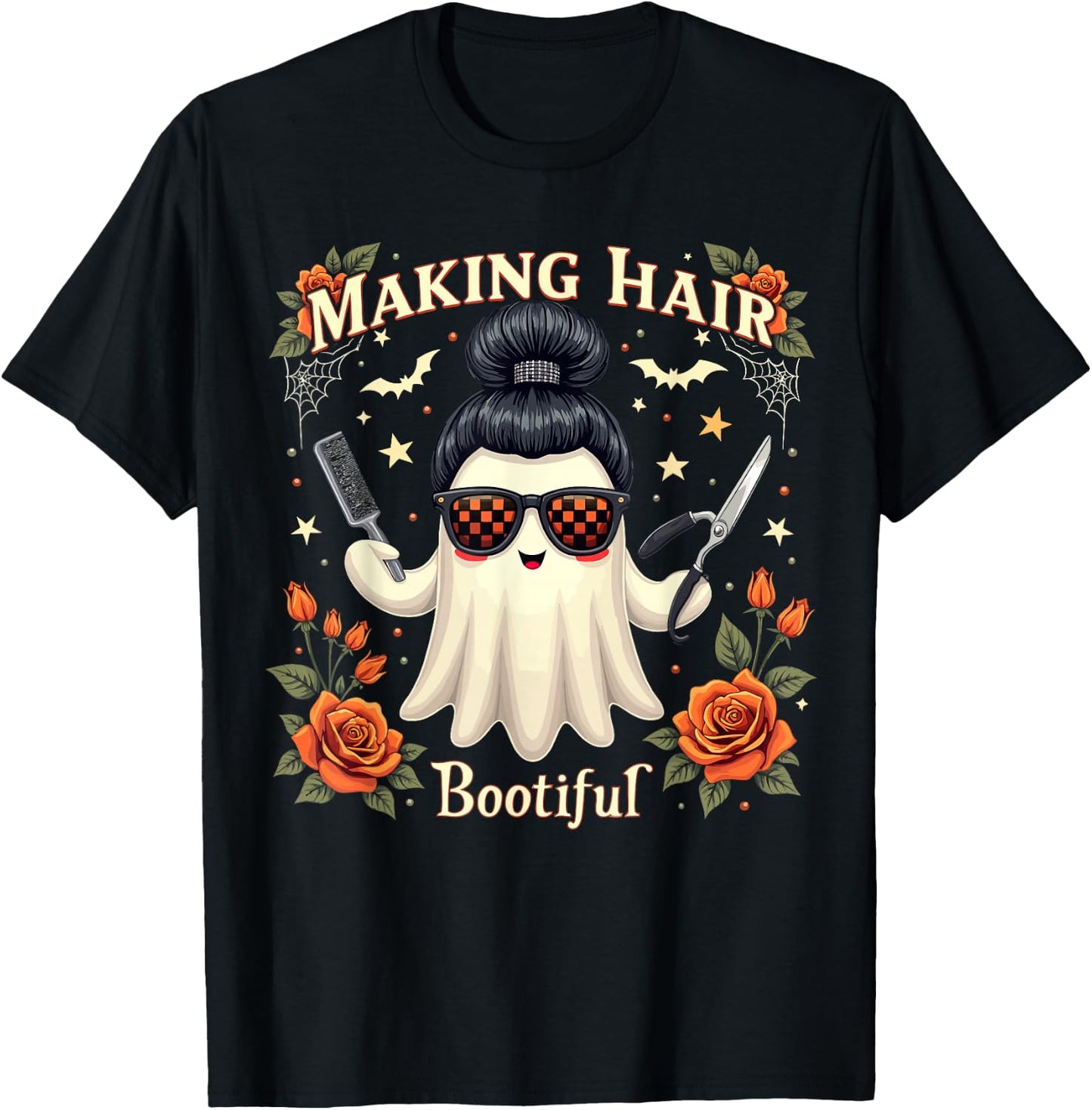 Hair Making Bootiful Ghost Halloween Hairdresser Hairdresser T-Shirt - T-Shirt | Black