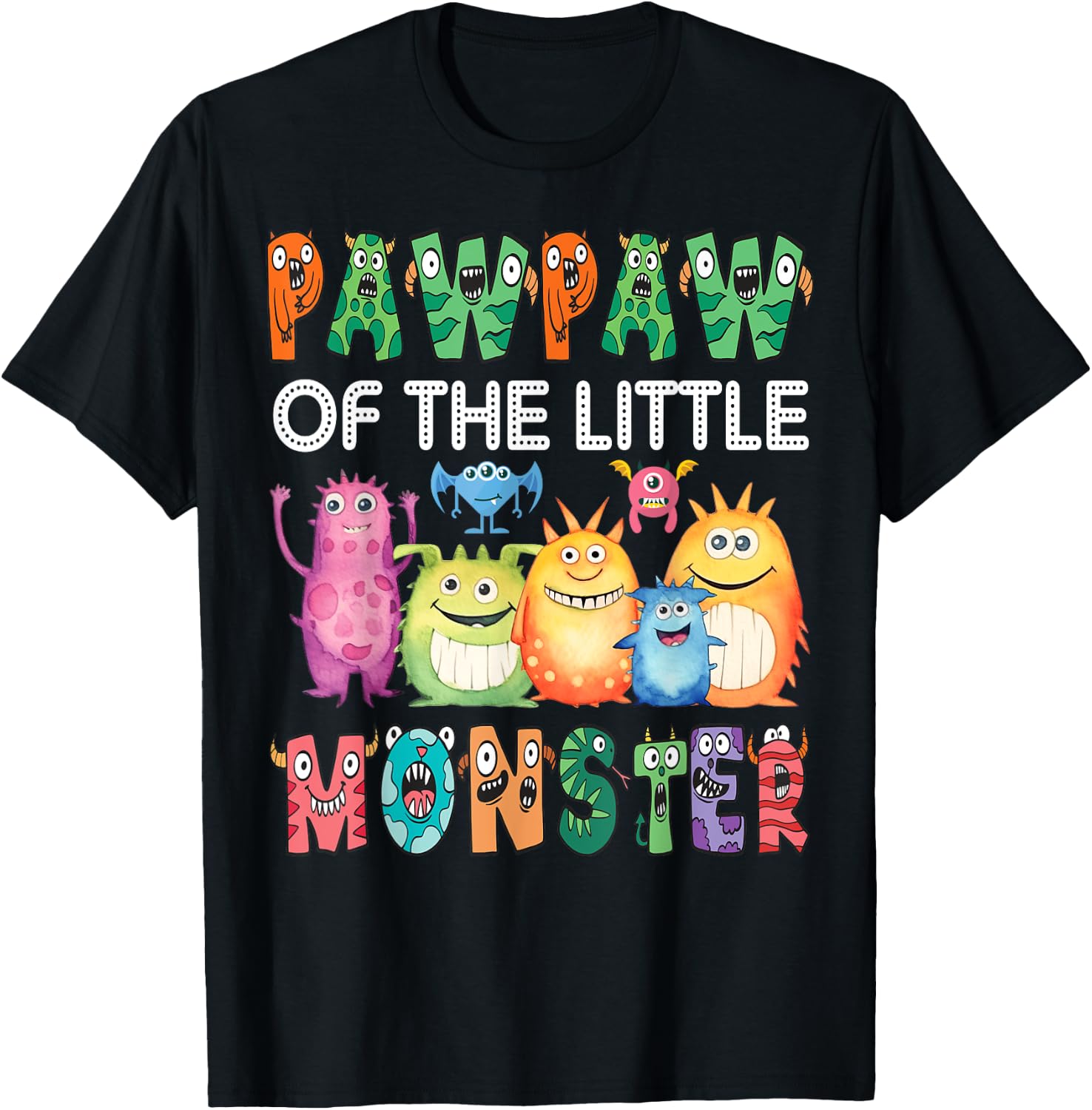 Pawpaw Of The Little Monster Kids 1St Birthday Party T-Shirt - T-Shirt | Black