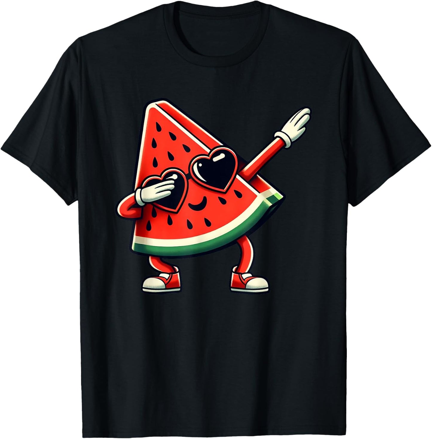 Dabbing Watermelon Kawaii Dab Summer Fruit Melon Lover T-Shirt - T-Shirt | Black
