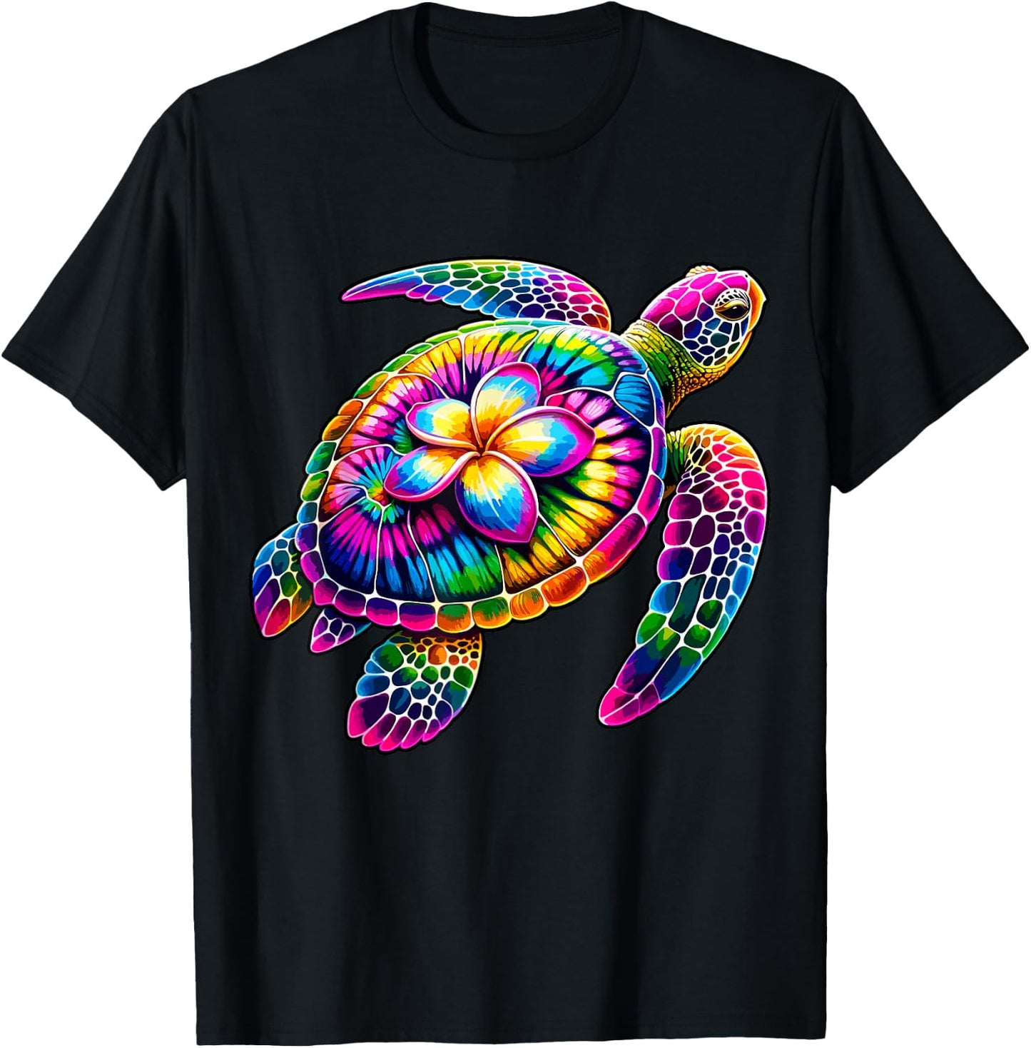 Hawaiian Sea Turtle Tie-Dye Hawaii Vacation Beach Summer T-Shirt - T-Shirt | Black