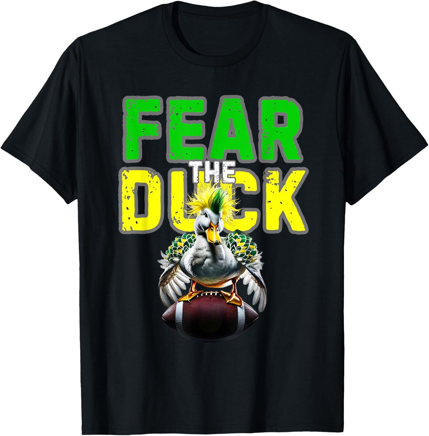 Fear the Duck from Quack Attack features a green and yellow T-Shirt - T-Shirt | Black