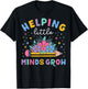 Helping Little Minds Grow Flower Elementary School Teacher T-Shirt - T-Shirt | Black