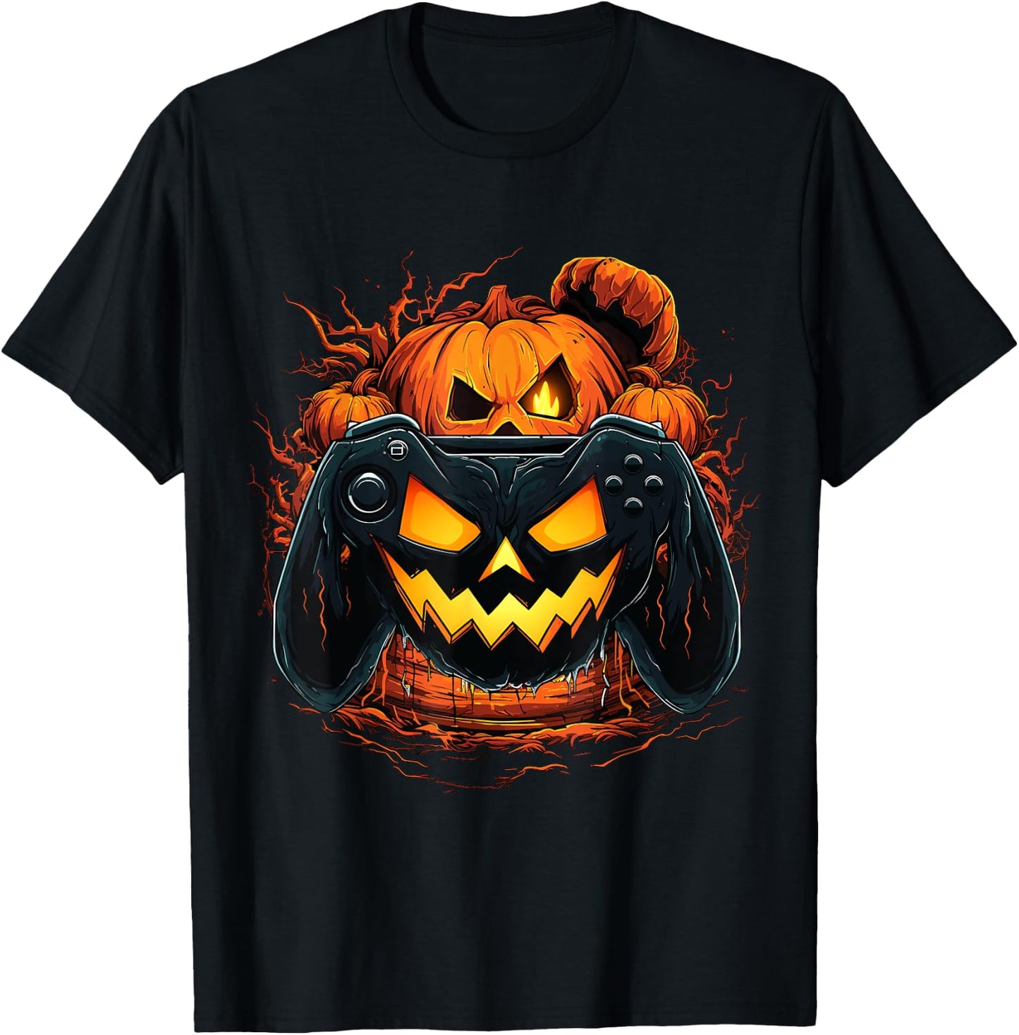 Halloween Shirt Gamer Gaming Pumpkin Boys Halloween Costume T-Shirt - T-Shirt | Black