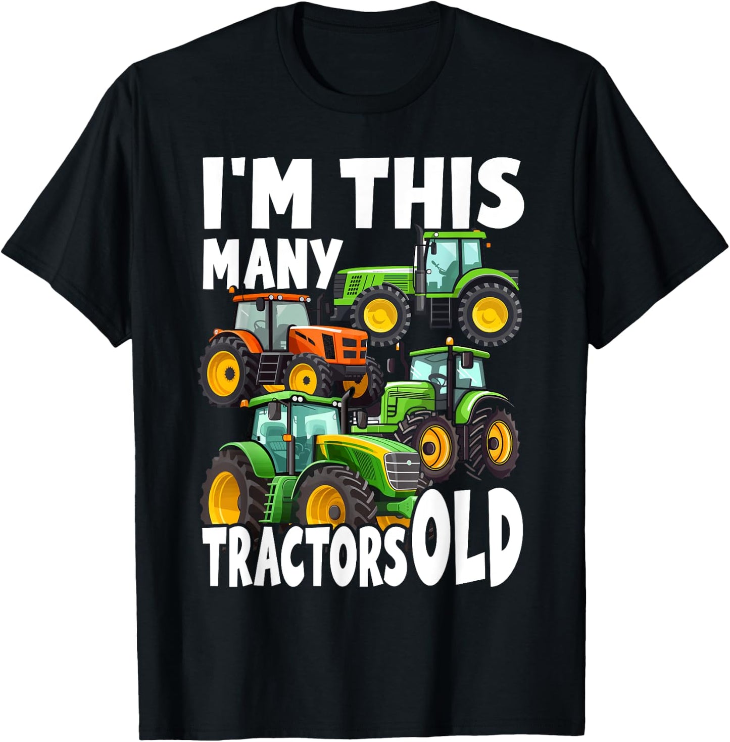 4 Year Old Boy Tractors Old 4th Birthday Farm Tractor Truck T-Shirt - T-Shirt | Black