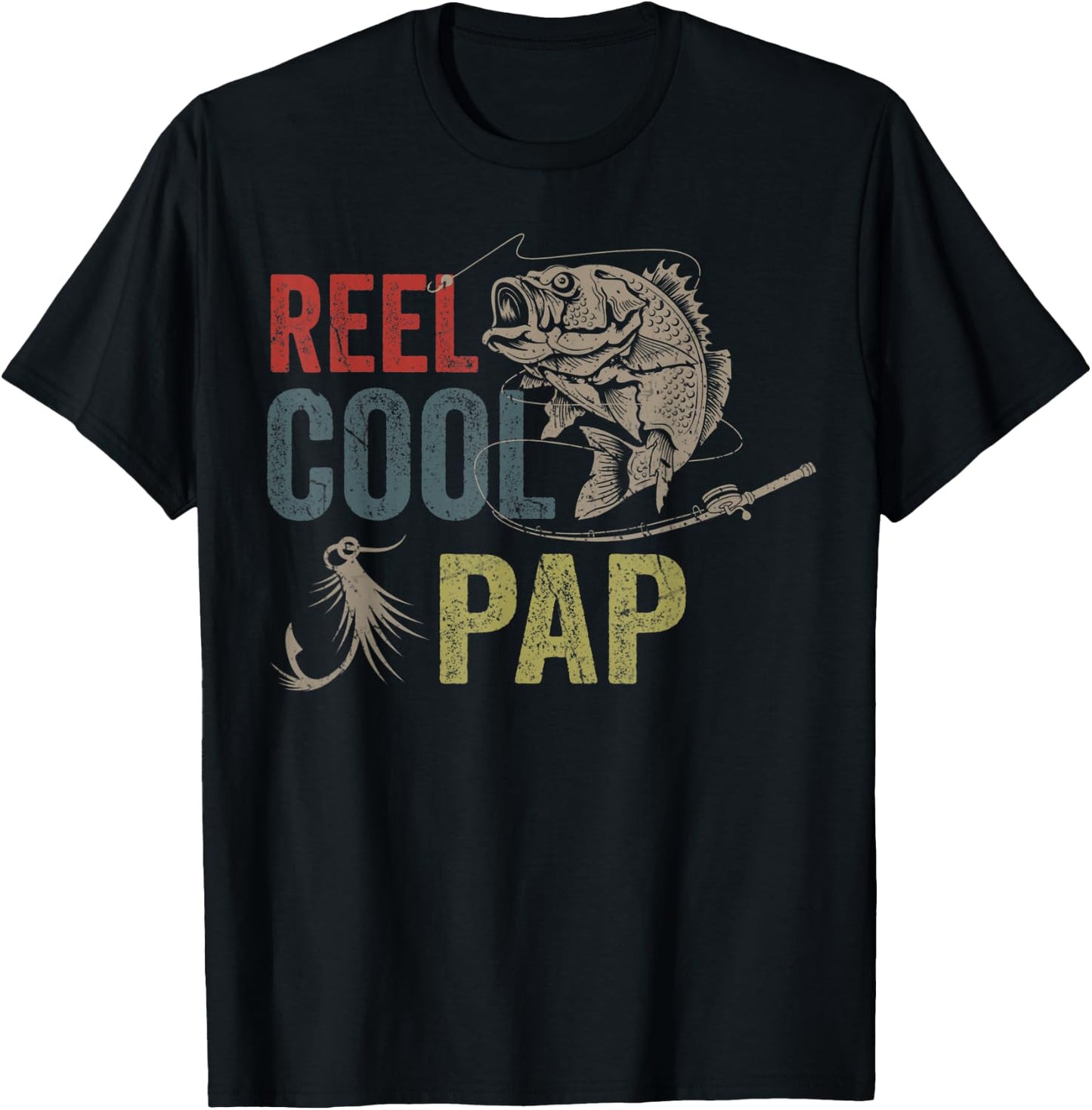 Reel Cool Pap Fishing Father's Day Gift T-Shirt - T-Shirt | Black