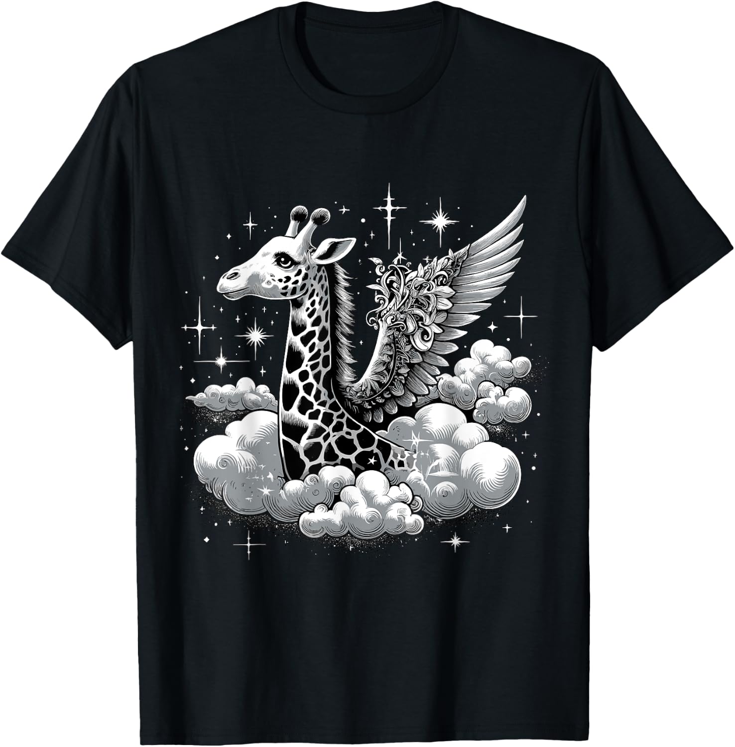 Giraffe with Wings Angel Giraffe T-Shirt - T-Shirt | Black
