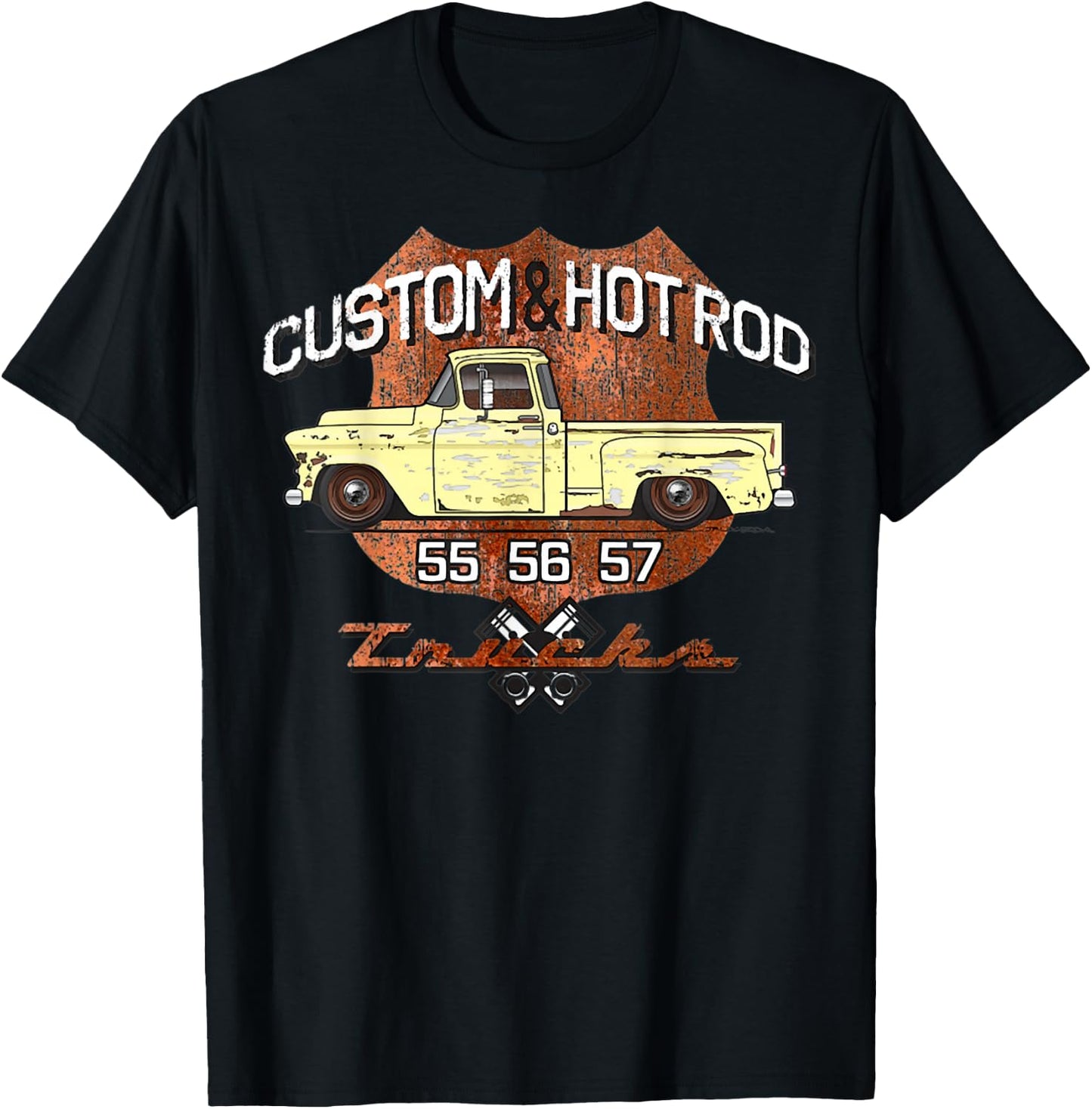 55 56 57 Chevys Truck T-Shirt - T-Shirt | Black