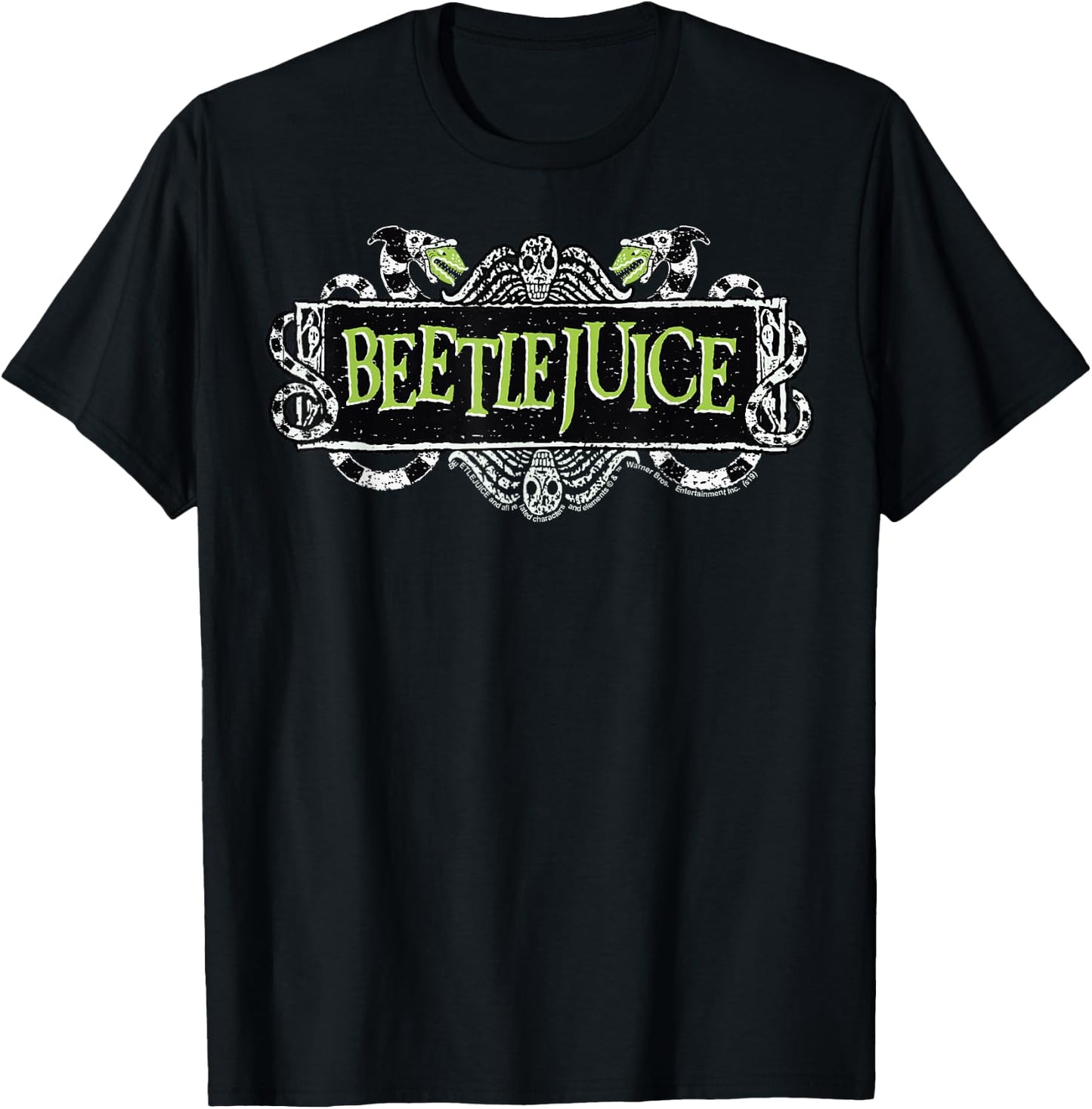 Beetlejuice Green Sign Logo T-Shirt - T-Shirt | Black