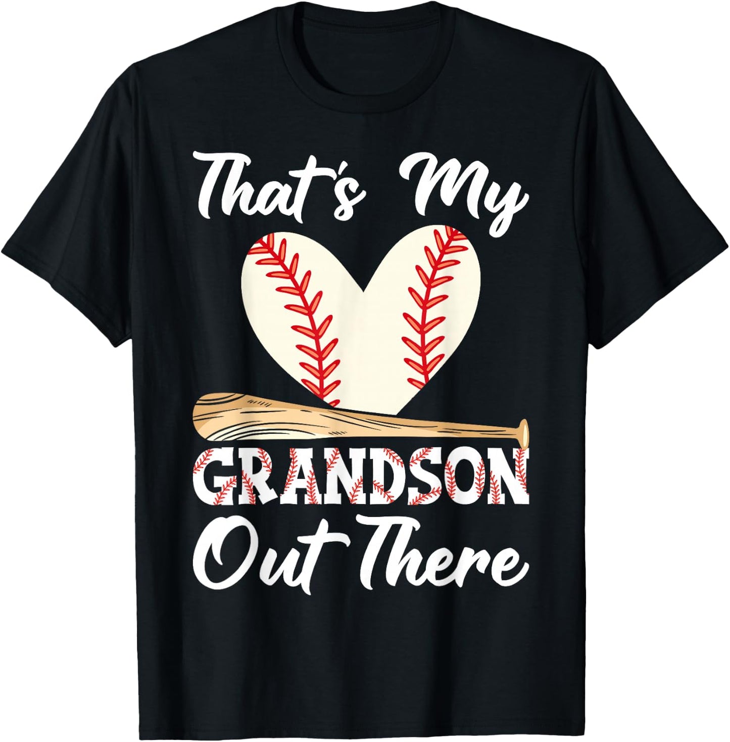 That's My Grandson Out There Baseball Grandma Mother's Day T-Shirt - T-Shirt | Black