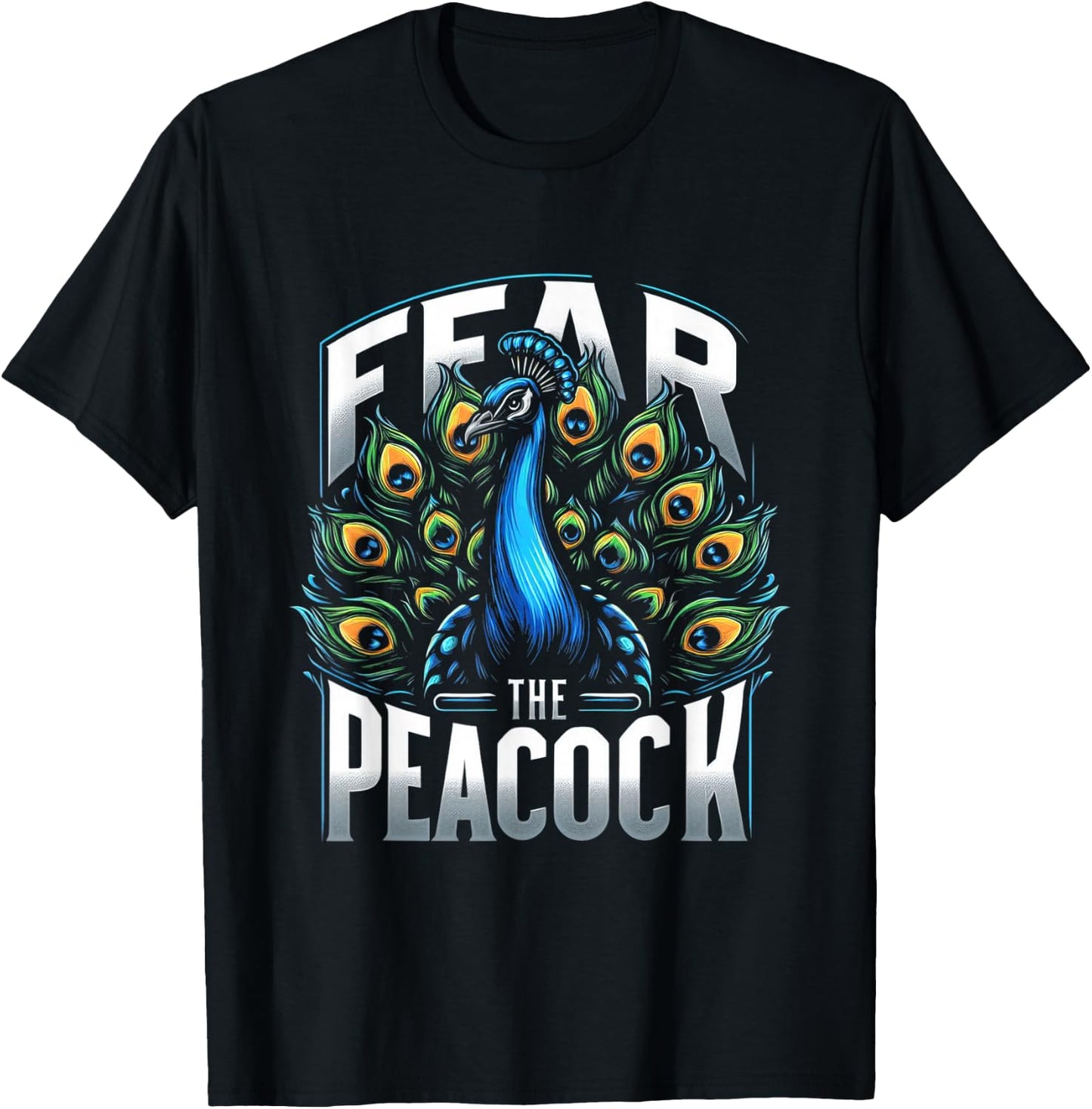 Fear The Peacock Zookeeper Ornithologist Funny Bird Lover T-Shirt - T-Shirt | Black