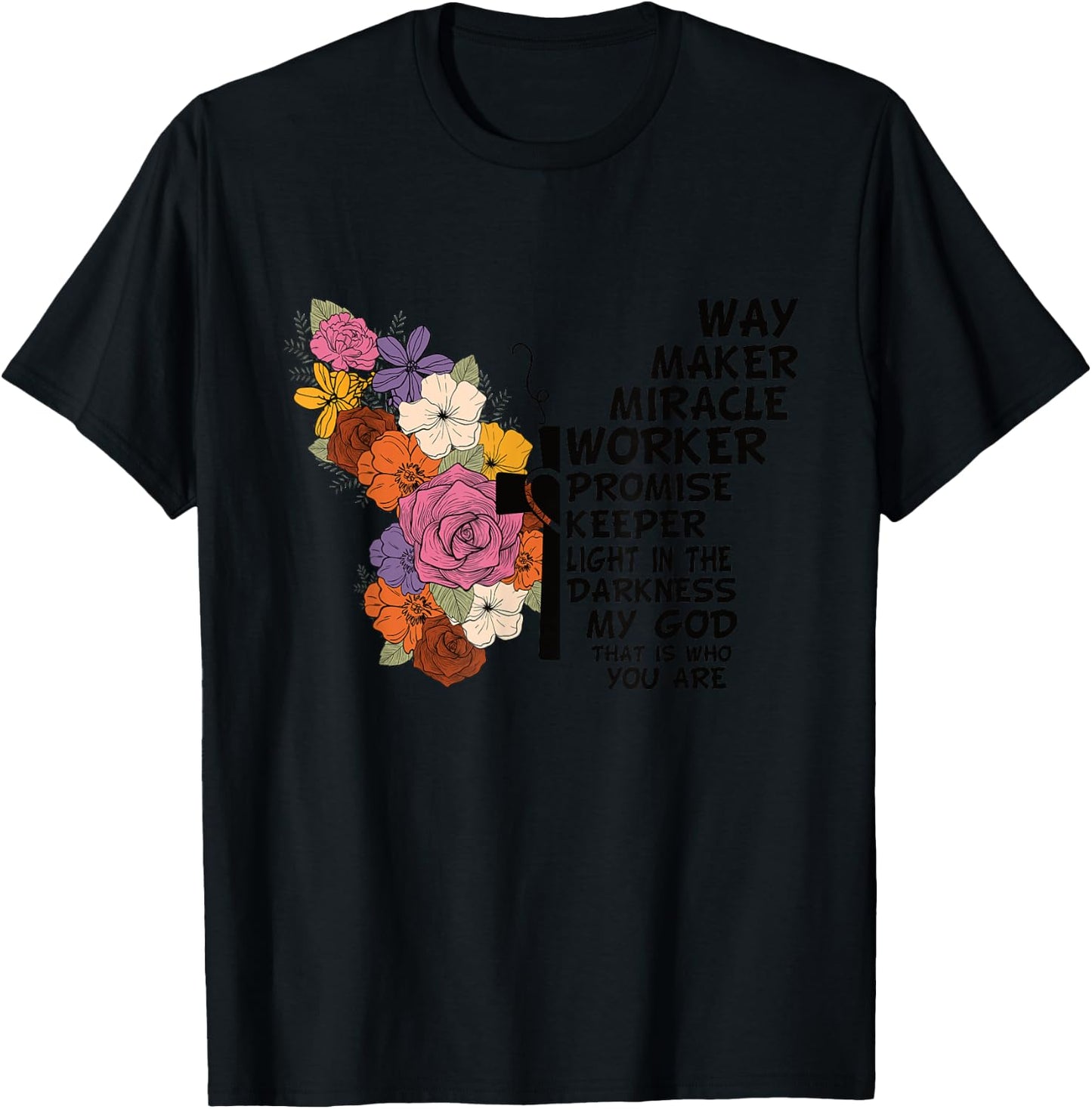 Waymaker Miracle Worker Christian Faith Inspiring Jesus T-Shirt - T-Shirt | Black