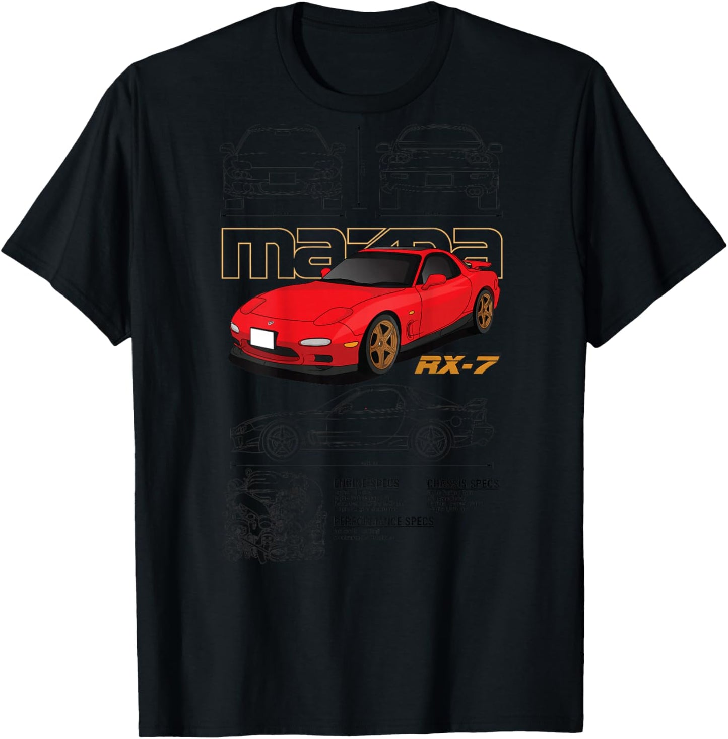 Mazda RX-7 Sketch board T-Shirt - T-Shirt | Black