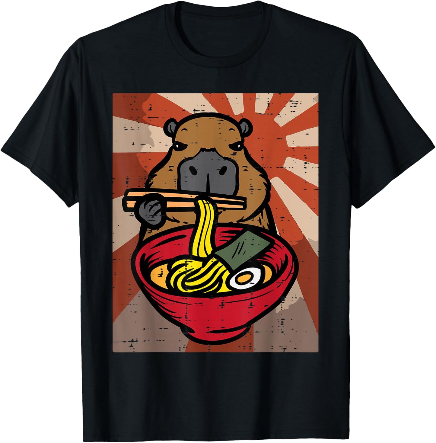 Capybara Ramen Kawaii Capy Japanese Food Men Women Kids Boys T-Shirt - T-Shirt | Black