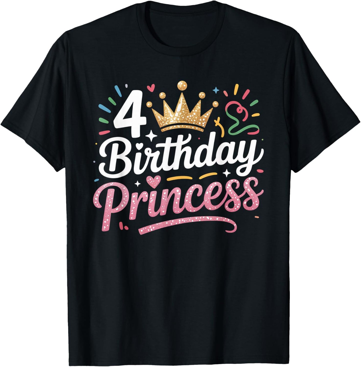 Birthday Girl This Princess is 4 Year Old Girl B-Day T-Shirt - T-Shirt | Black