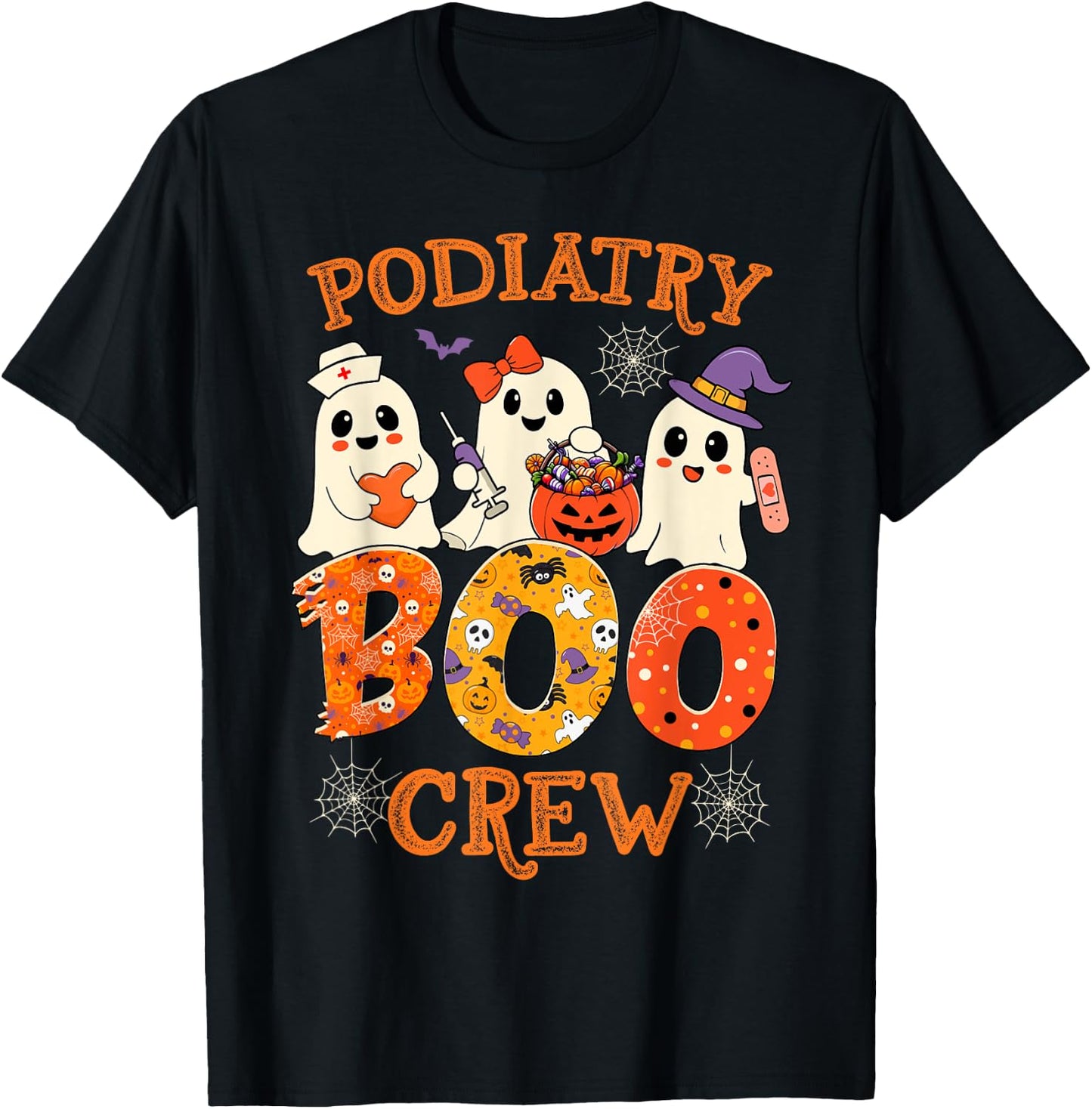Podiatry Boo Crew Funny Ghost Halloween Spooky Costume Nurse T-Shirt - T-Shirt | Black