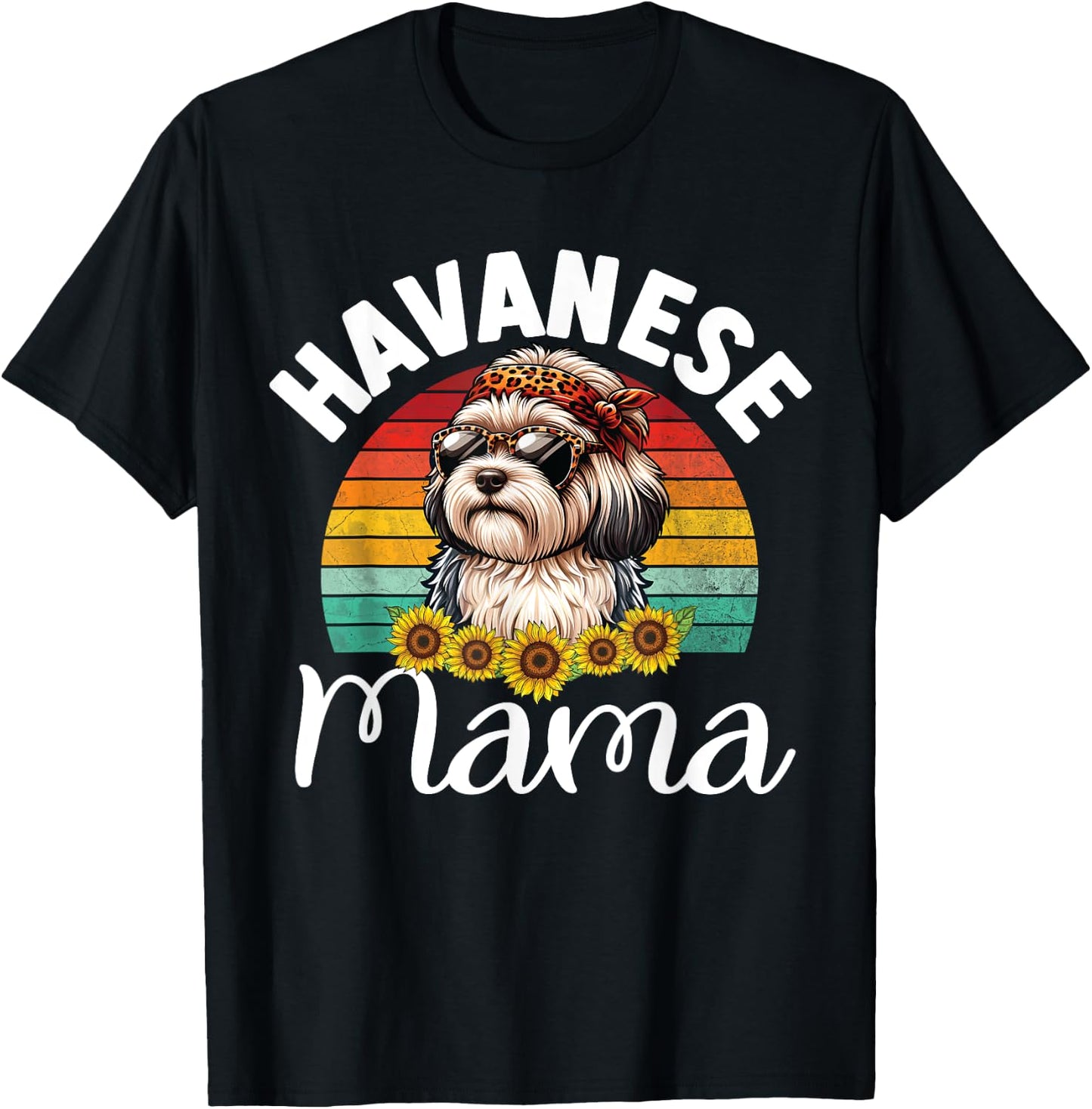 Vintage Floral Havanese Mama Retro Dog Lover Mother's Day Women Kids T-Shirt - T-Shirt | Black