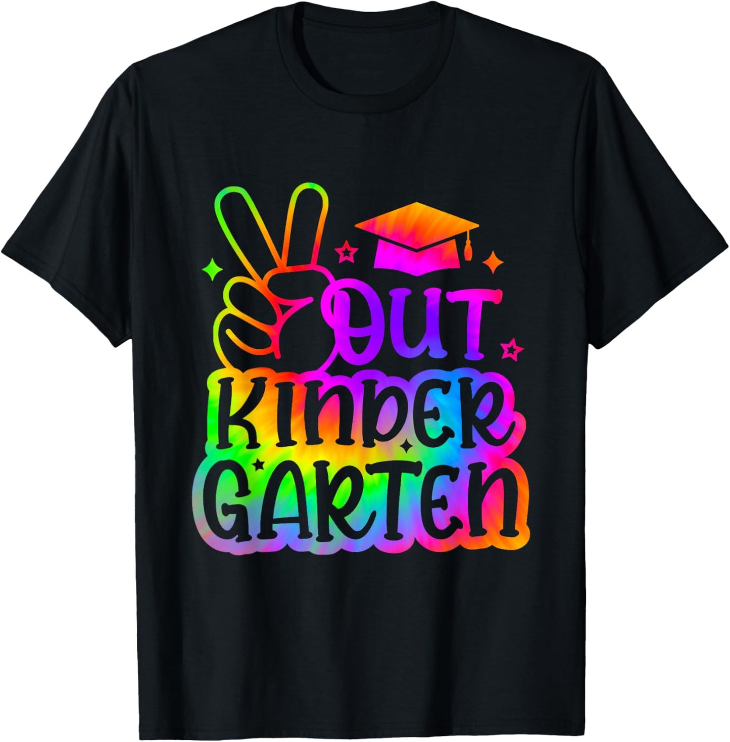 Last Day of School Peace Out Kindergarten Tie Dye T-Shirt - T-Shirt | Black