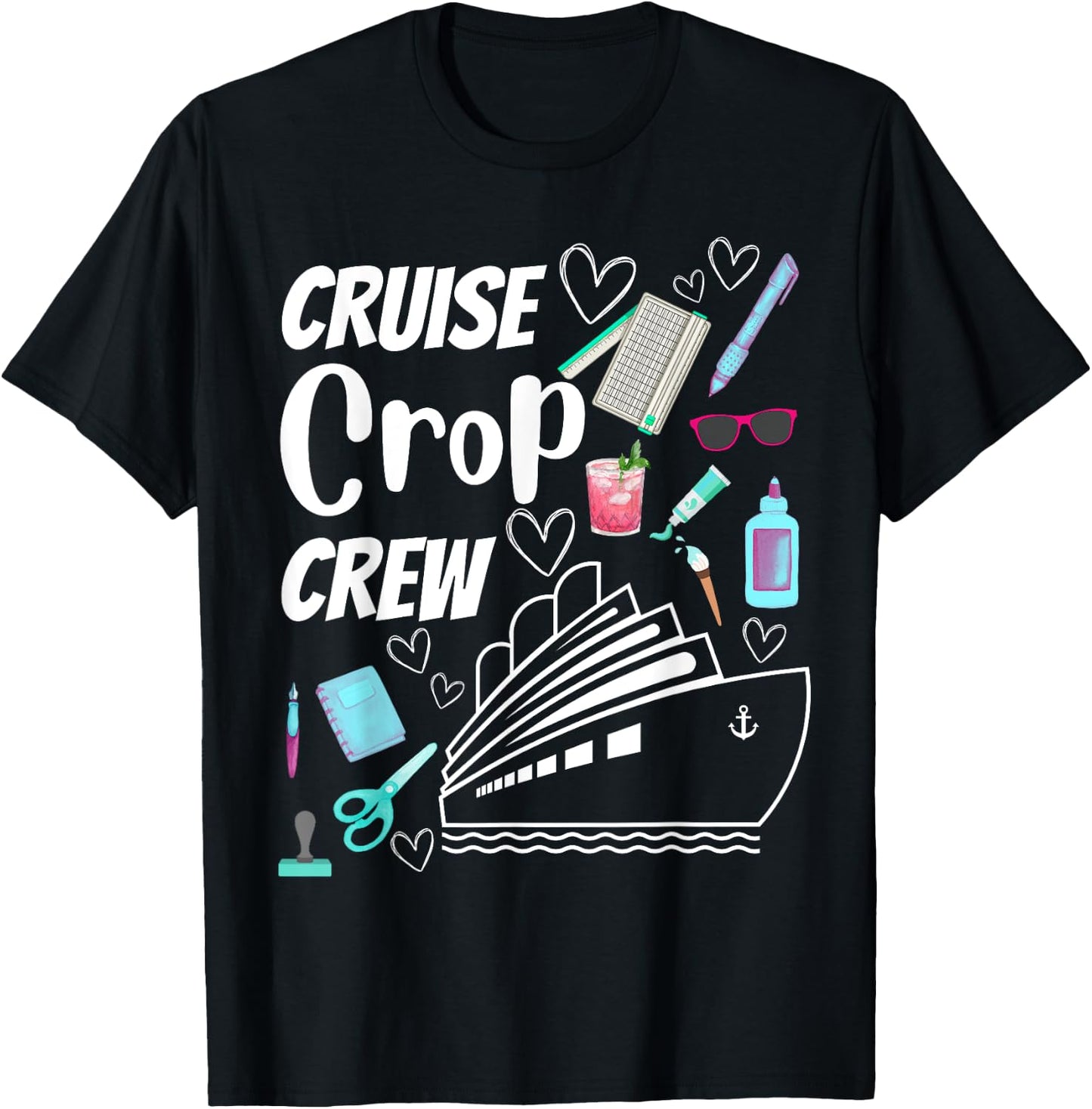 Cruise Crop Crew Scrapbook Crafting Journaling Travel T-Shirt - T-Shirt | Black