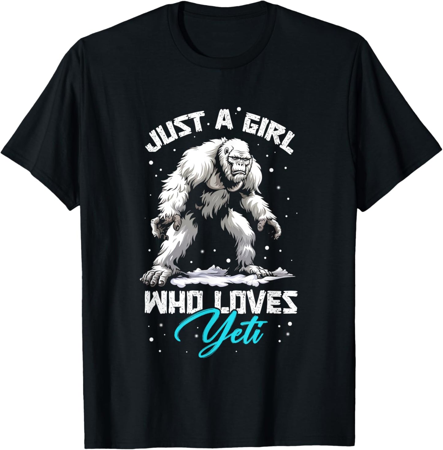 Vintage Just A Girl Who Loves Yeti Cute Animal Pet Monsters T-Shirt - T-Shirt | Black