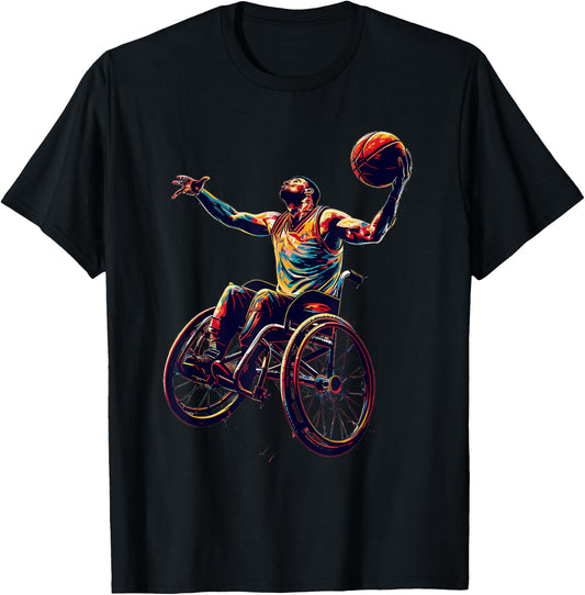 Wheelchair Basketball Design T-Shirt - T-Shirt | Black