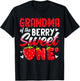 Grandma of The Berry Sweet One Strawberry 1st Birthday T-Shirt - T-Shirt | Black