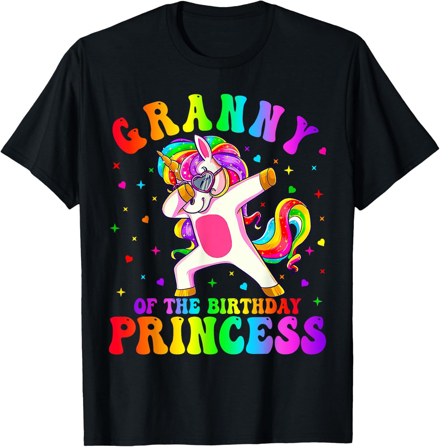 Granny of the Birthday Princess Girl Dabbing Unicorn Funny T-Shirt - T-Shirt | Black