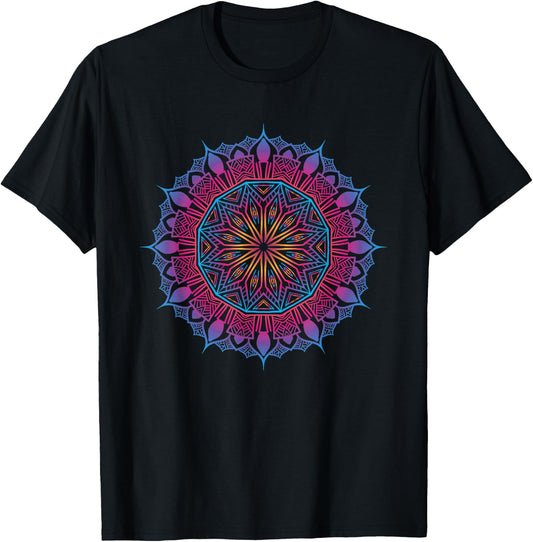 Boho Yoga Art Spiritual Meditation Sacred Geometry Mandala T-Shirt - T-Shirt | Black