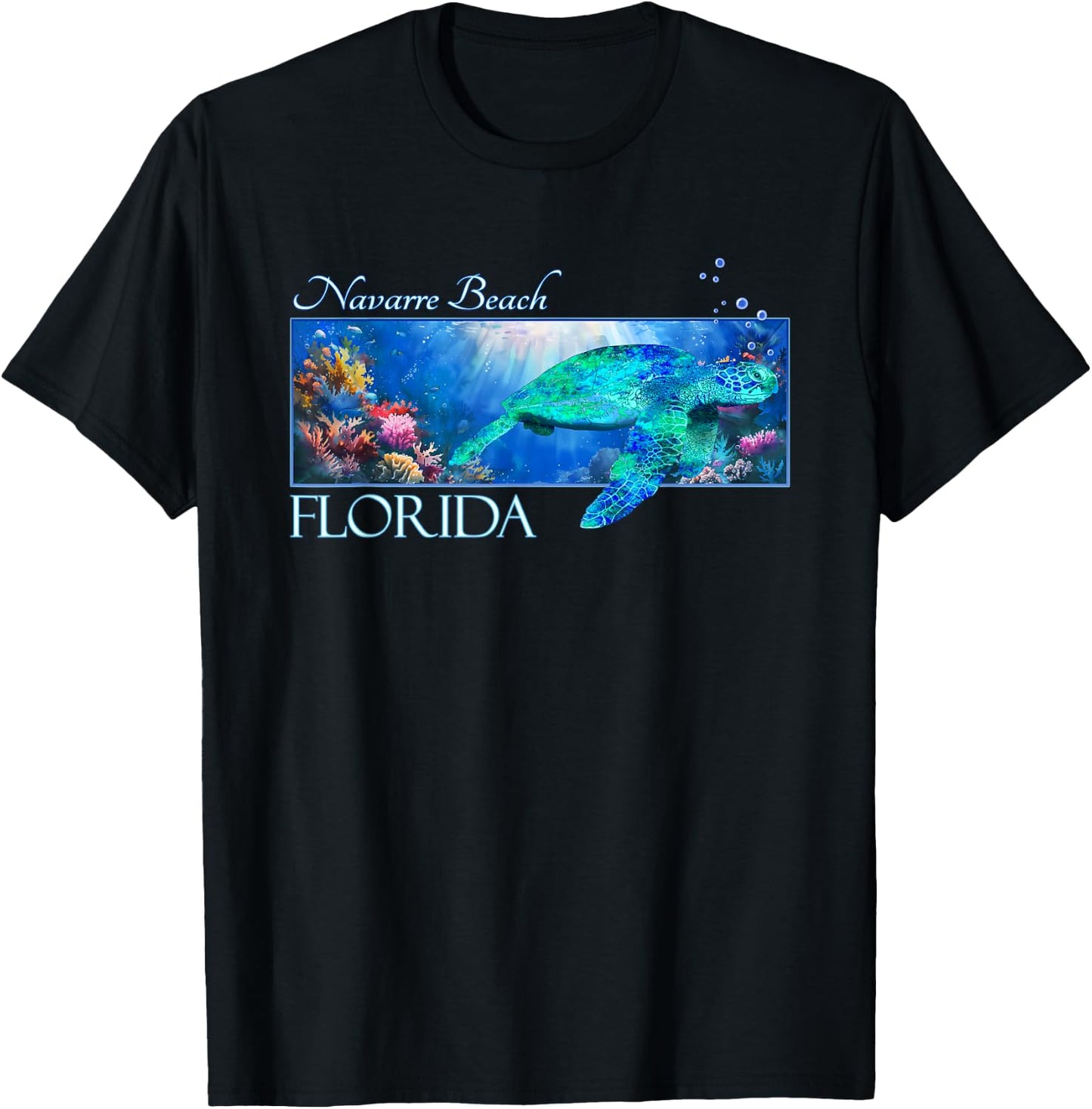 Navarre Beach Florida Vacation Swimming Sea Turtle Men Women Girls Kids T-Shirt - T-Shirt | Black