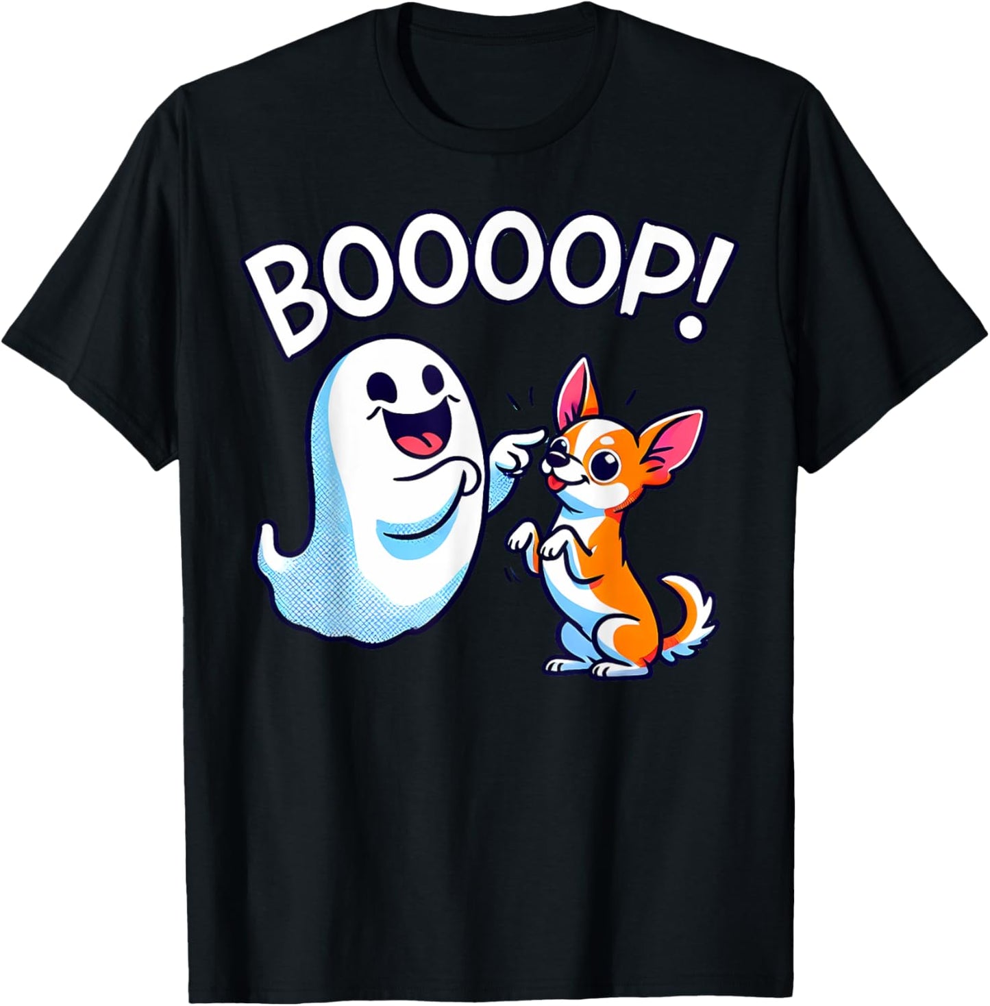 Funny Halloween Ghost Chihuahua Dog Boop Silly Puppy Humor Men Women Kids T-Shirt - T-Shirt | Black