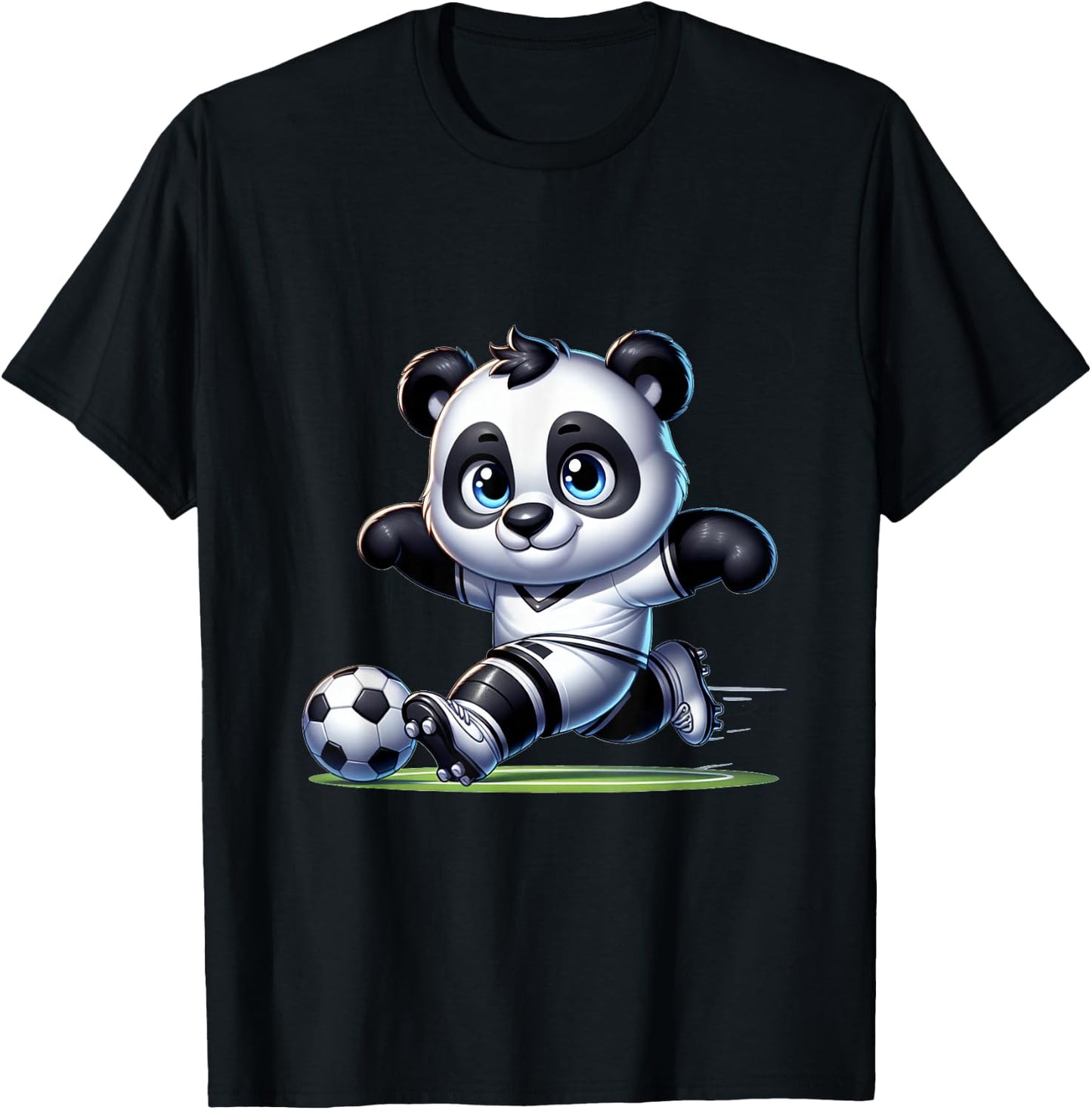 Cute Soccer Player Panda T-Shirt - T-Shirt | Black