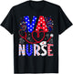 VA Nurse 4th Of July American Flag Stethoscope T-Shirt - T-Shirt | Black