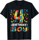 Kids 4 Years Old Building Blocks Builder 4th Birthday Boys T-Shirt - T-Shirt | Black