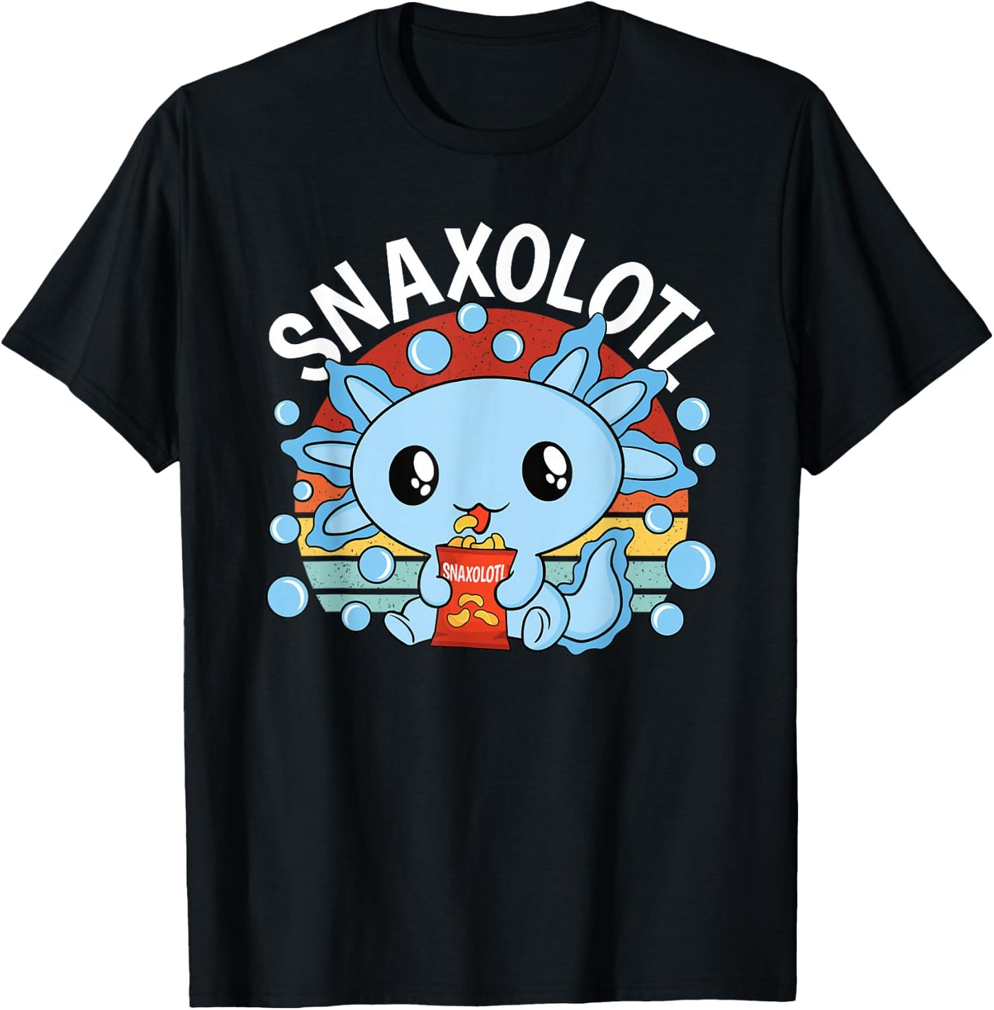 Snaxolotl Funny Snacking Kawaii Axolotl Men Women Kids T-Shirt - T-Shirt | Black