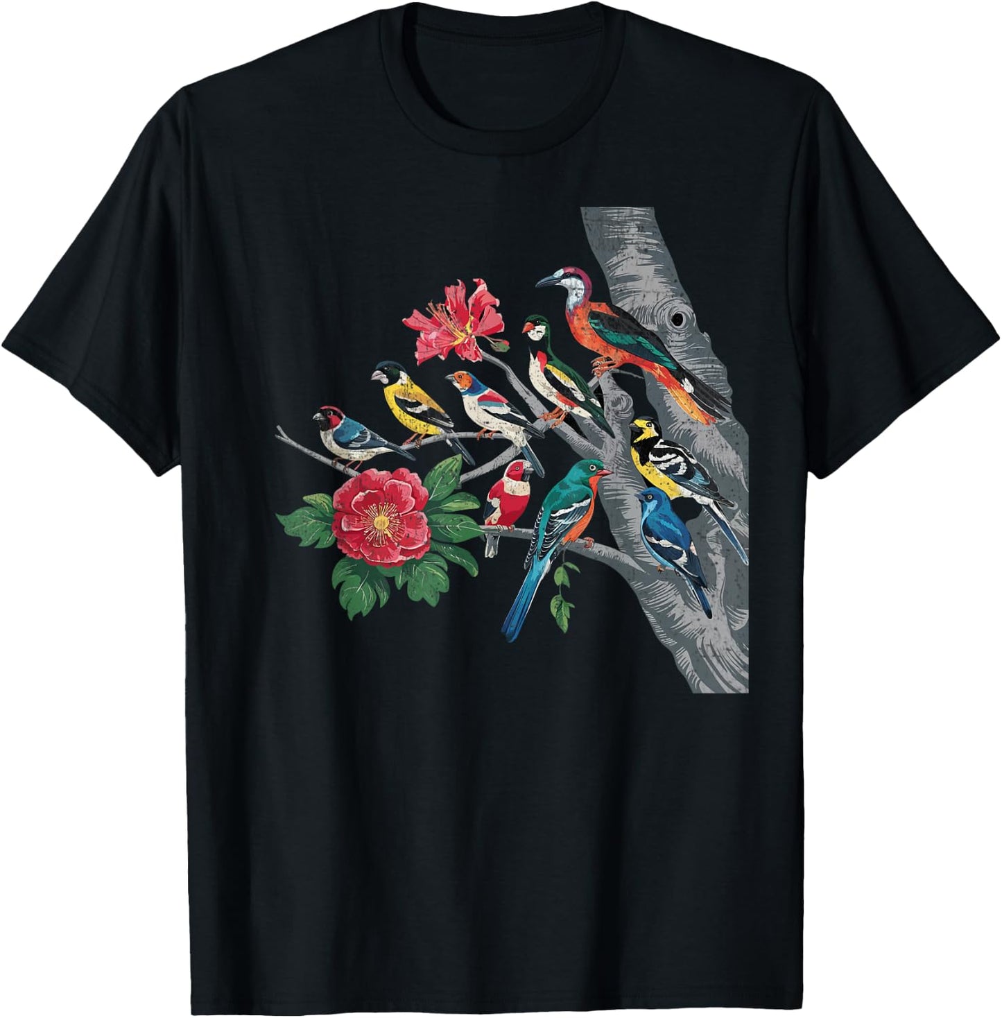 Birds on a Branch Birding Bird Watching Birder Bird Watcher T-Shirt - T-Shirt | Black
