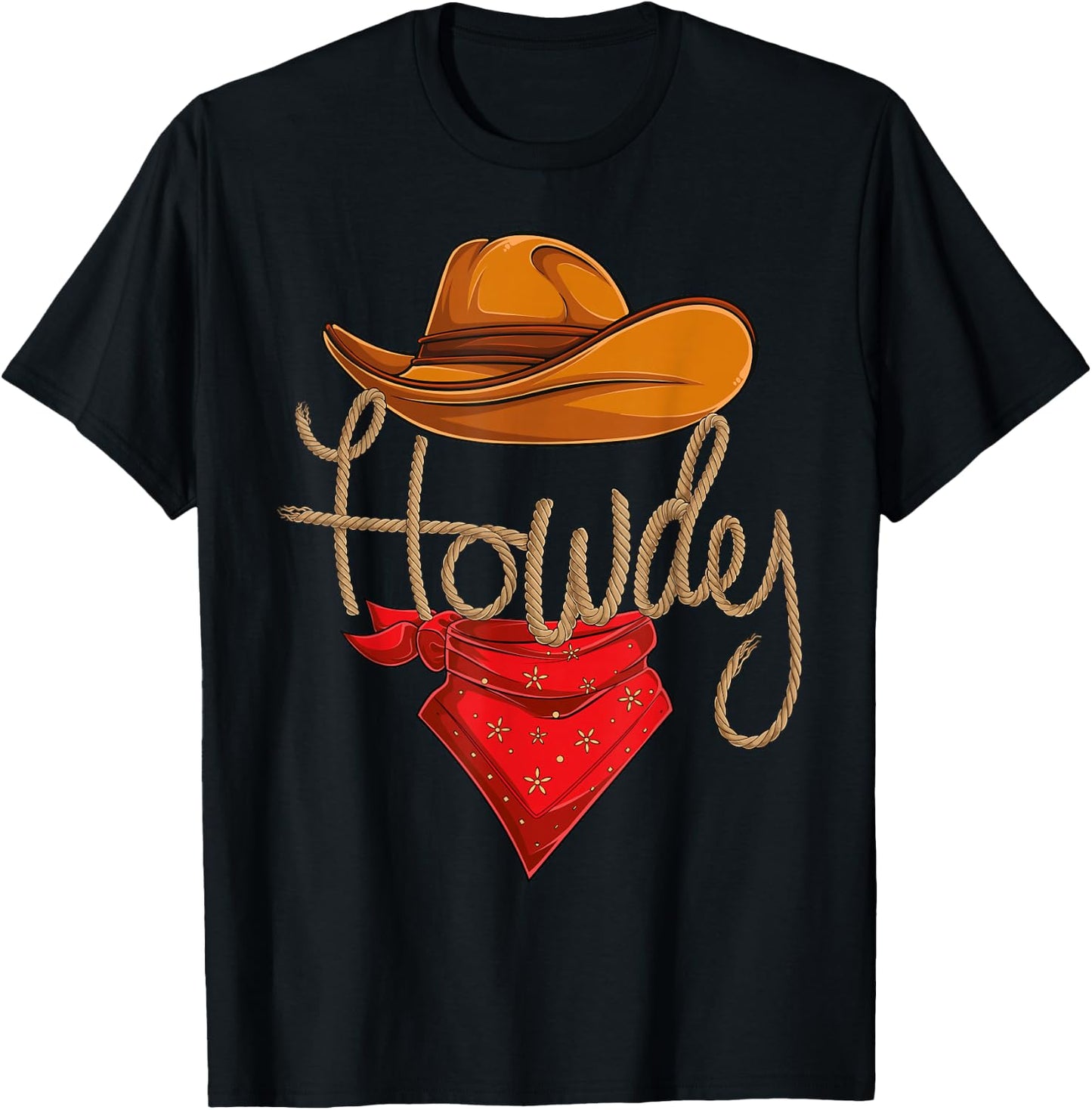 Howdy Cowboy Cowgirl Western Country Rodeo Howdy Men Boys T-Shirt - T-Shirt | Black