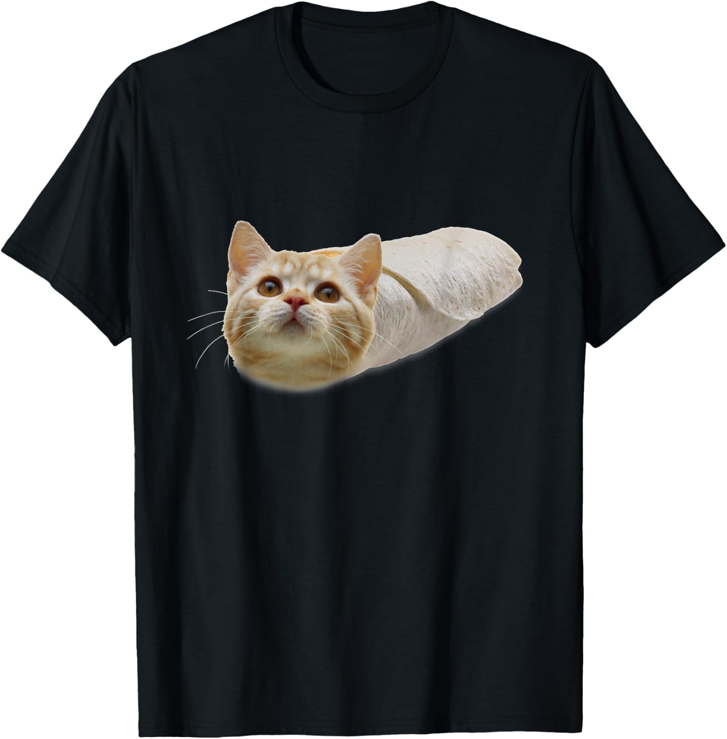 Purrito Kitty Cat in a Burrito Graphic Funny T-Shirt - T-Shirt | Black