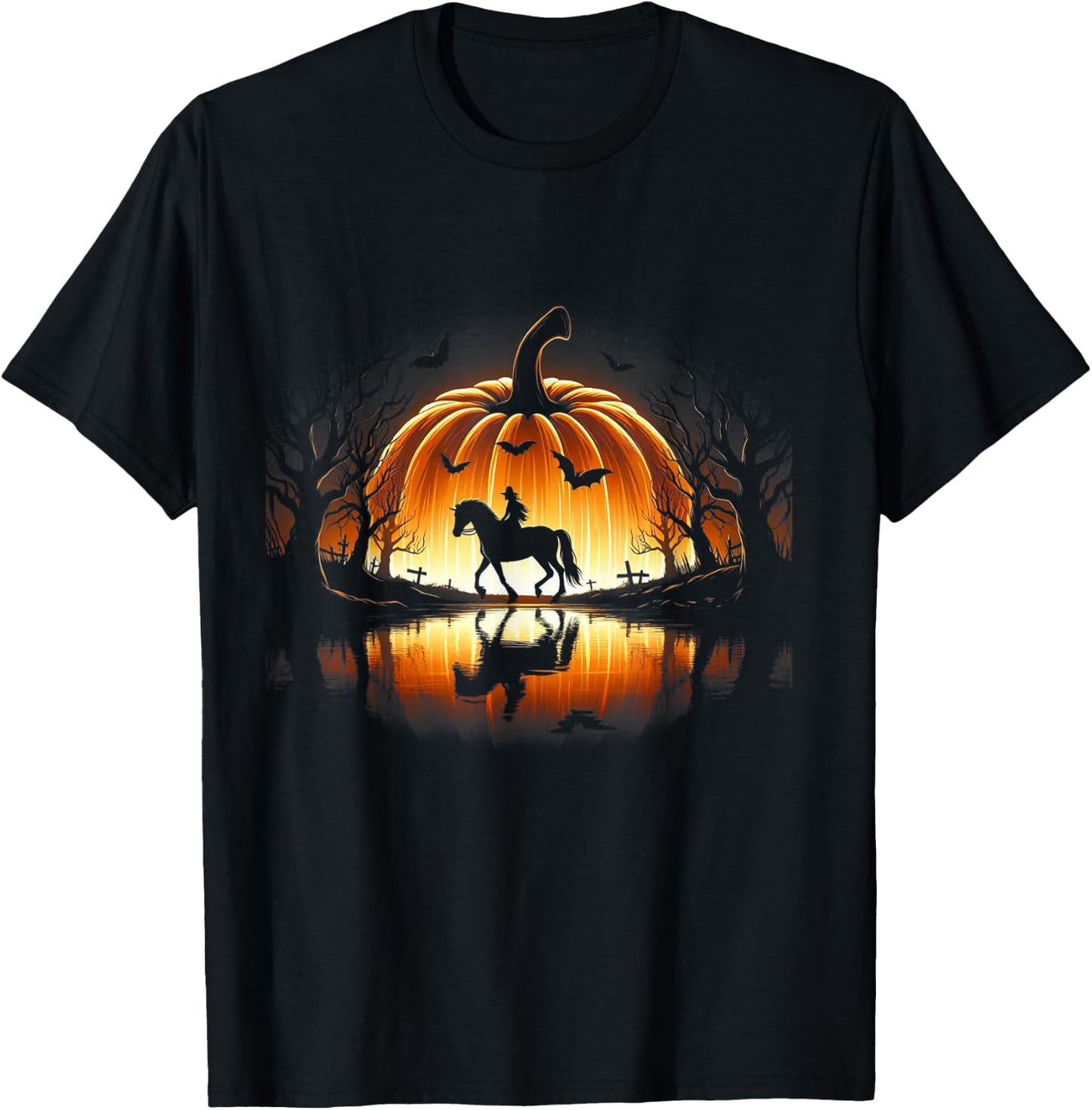 Halloween Horse Silhouette Pumpkin Costume Women Men T-Shirt - T-Shirt | Black