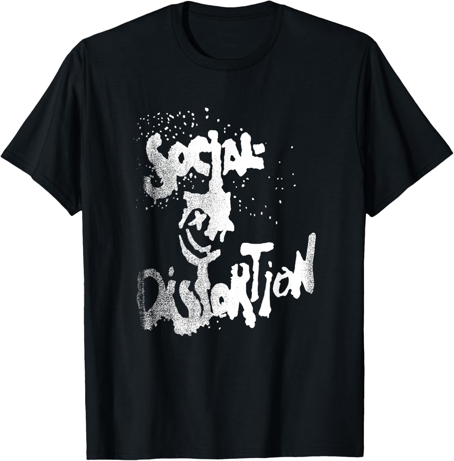 Official Social Distortion White Splatter Smiley T-Shirt - T-Shirt | Black