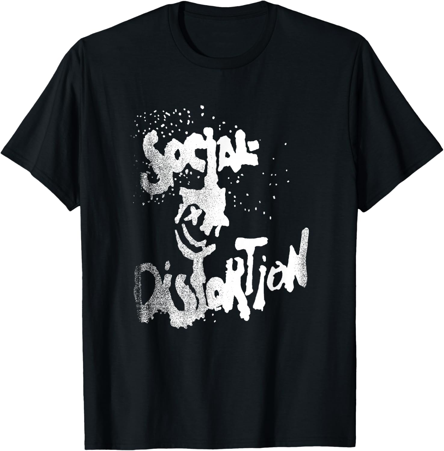 Official Social Distortion White Splatter Smiley T-Shirt - T-Shirt | Black