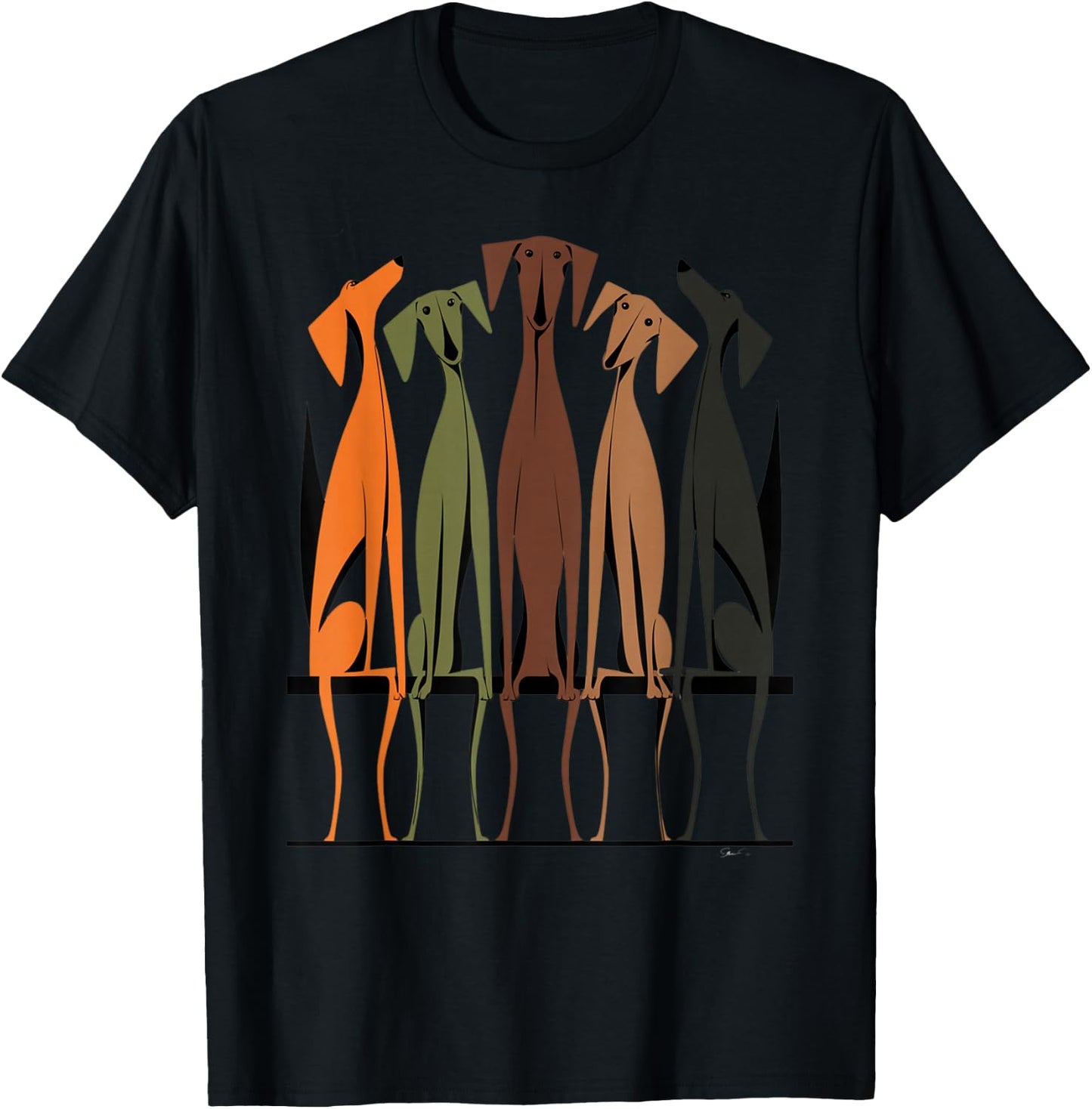 Vintage Retro Mid-Century Long Neck Dogs 50s 60s Style T-Shirt - T-Shirt | Black