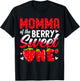 Momma Of The Berry Sweet One Strawberry 1st Birthday T-Shirt - T-Shirt | Black
