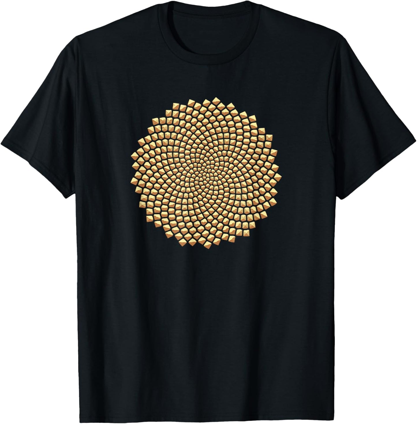 Sunflower, seeds, Fibonacci, Phi, golden ratio, mathematics T-Shirt - T-Shirt | Black