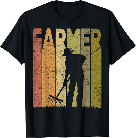 Farmer Vintage Gardener Farming Retro Gardening Agriculture T-Shirt - T-Shirt | Black
