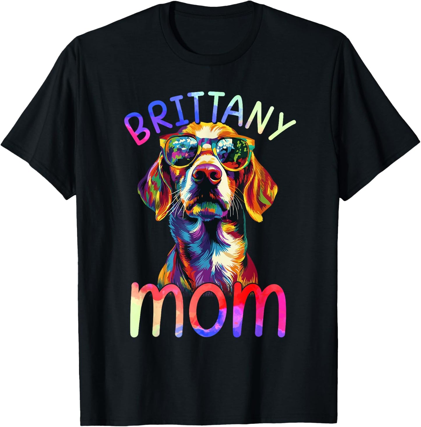 Brittany Mom Colorful Pop Art Brittany Dog T-Shirt - T-Shirt | Black