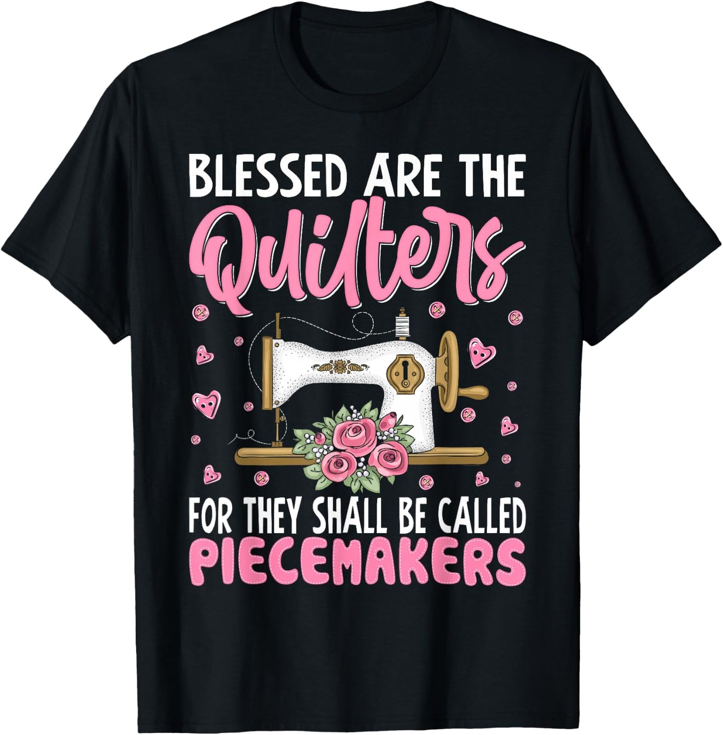 Funny Quilting Design Girls Sewing Quilter T-Shirt - T-Shirt | Black