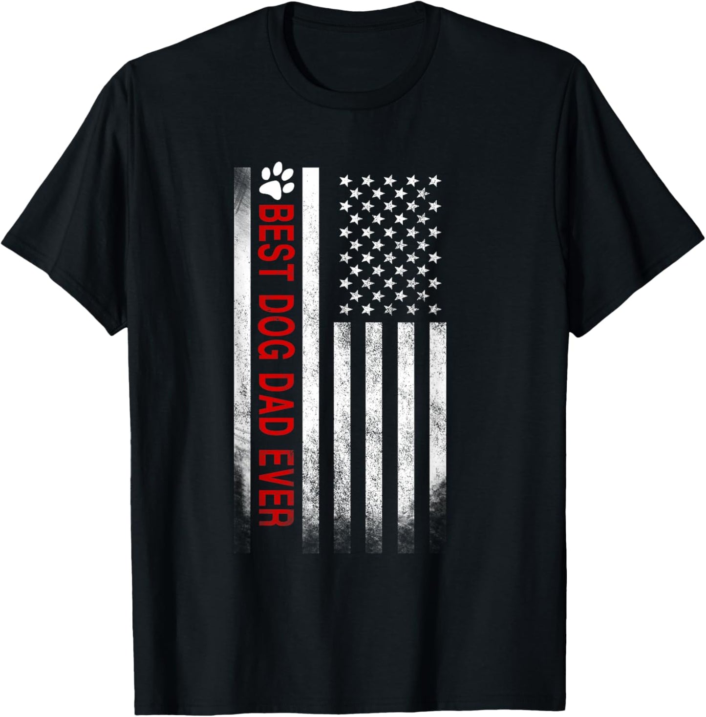 Best Dog Dad Ever American Flag Gift Best Father T-Shirt - T-Shirt | Black