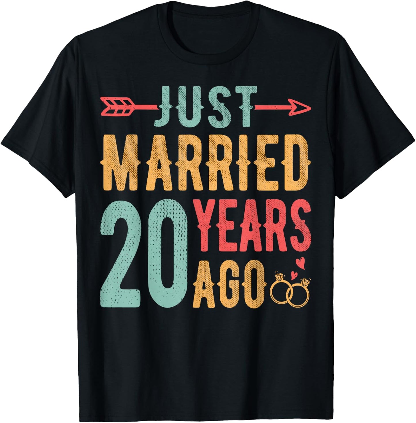 Just Married 20 Years Ago - 20th Wedding Anniversary Couple T-Shirt - T-Shirt | Black