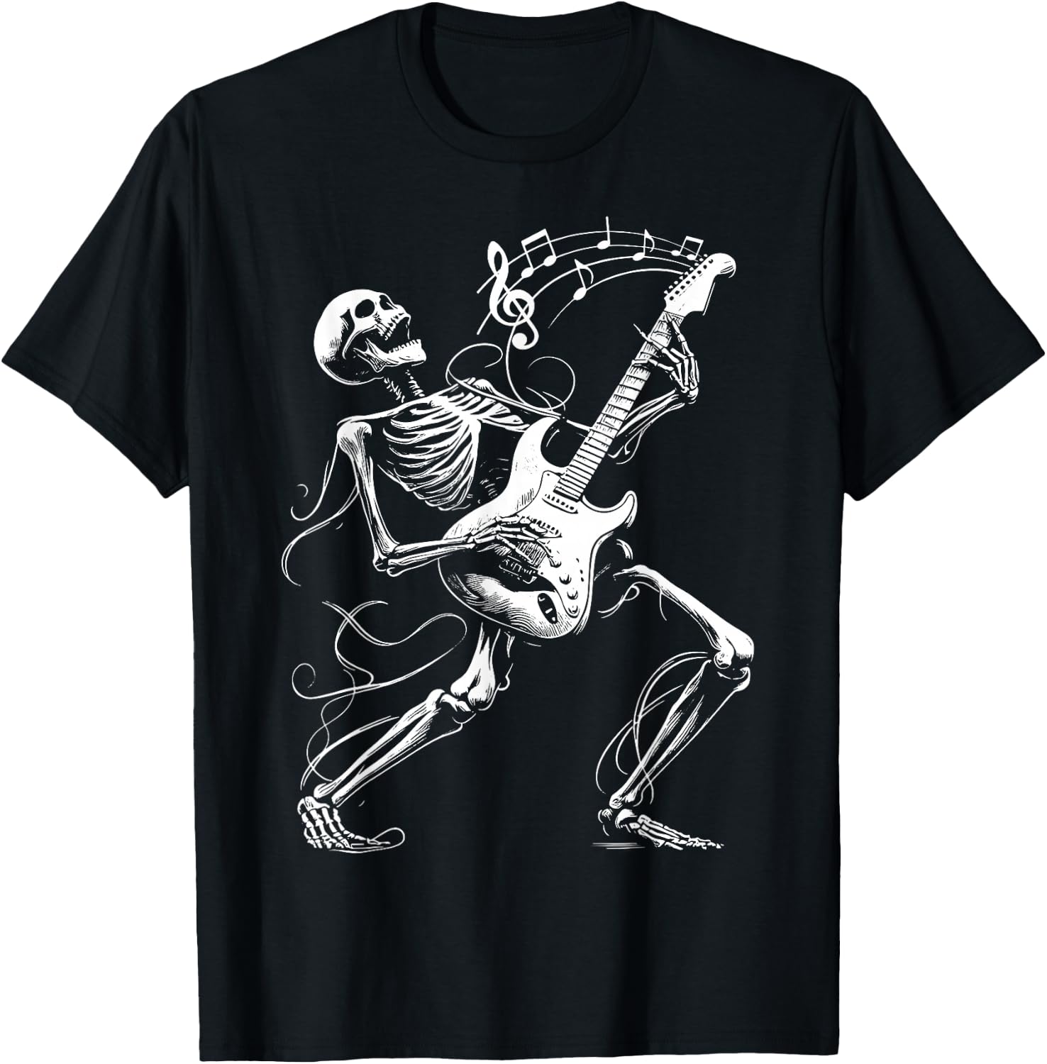 Skeleton Playing Guitar Music Gifts Women Rock Band T-Shirt - T-Shirt | Black