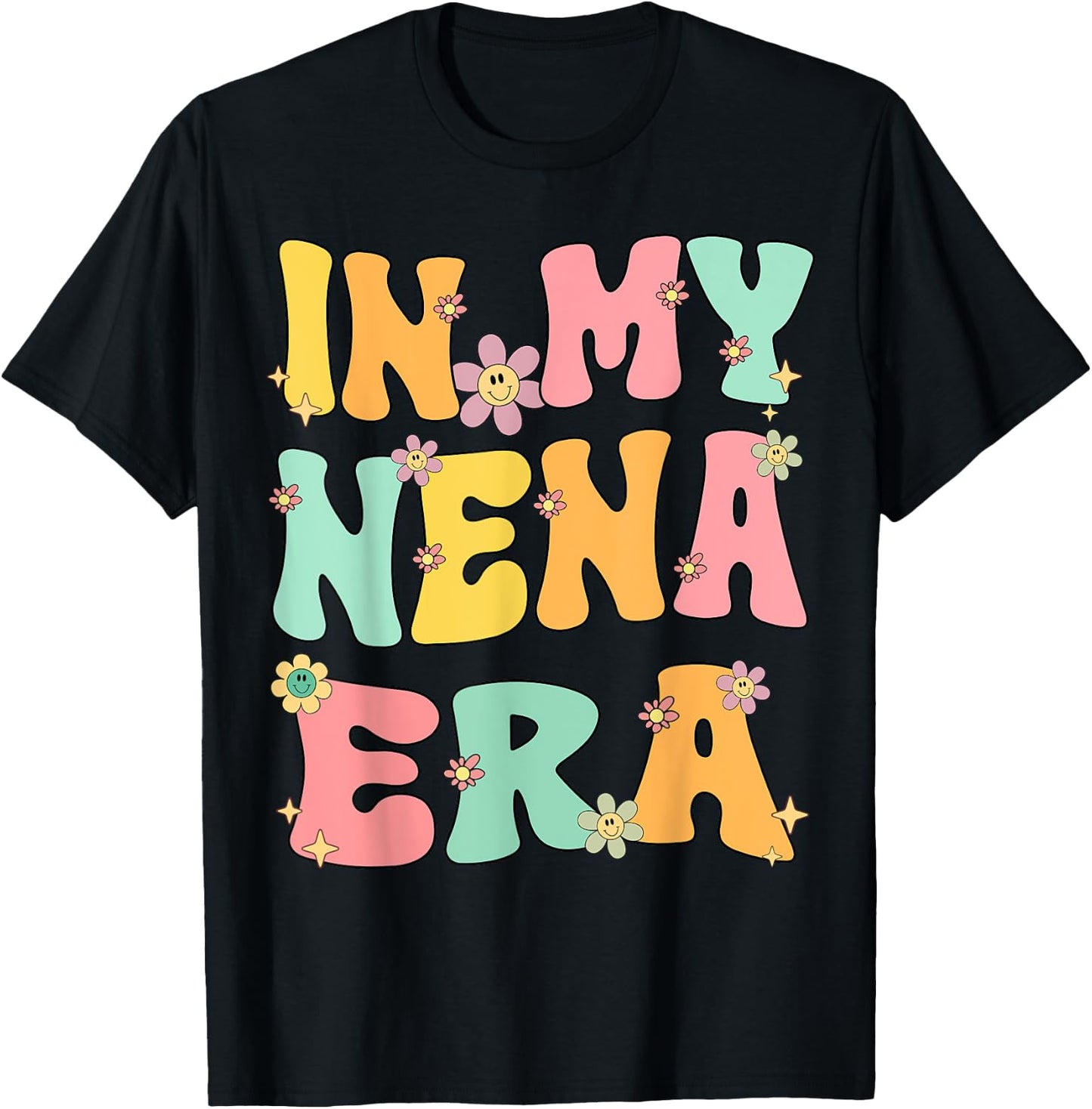 In My Nena Era Retro Groovy Nena Grandma Mothers day Cute T-Shirt - T-Shirt | Black