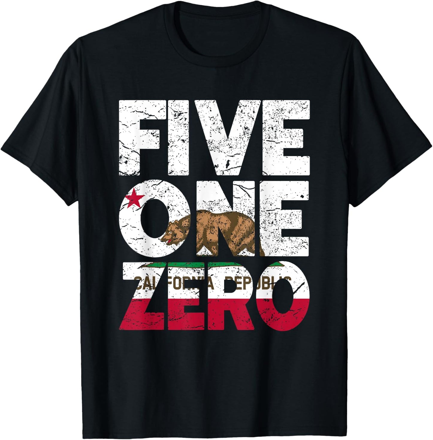 California Republic Flag - Area Code 510 T-Shirt - T-Shirt | Black
